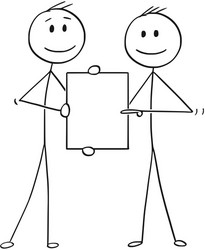 cartoon two men or businessmen holding vector image