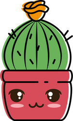 pot with desert plant kawaii character vector image