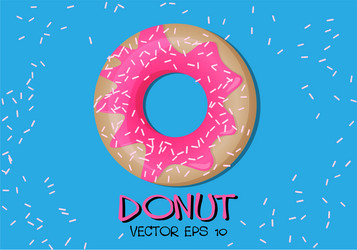 donut pink glaze on blue vector image