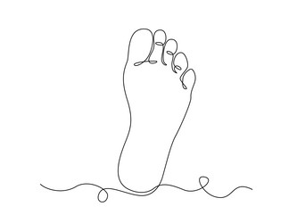 One continuous line drawing of bare foot elegance vector