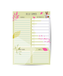 daily planner template organizer and schedule vector image