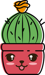 pot with desert plant kawaii character vector image