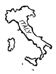 black drawing map of italy vector image