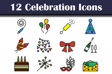 celebration icon set vector image