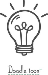 bulb doodle icon vector image