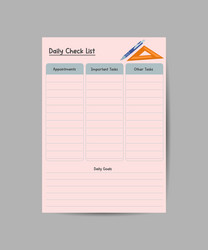 daily routines planner template school schedulers vector image