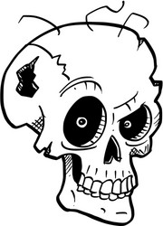 cartoon or drawing crazy halloween skull vector image