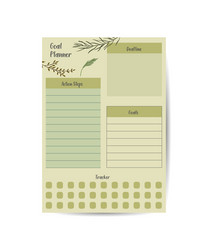 Goal planner template organizer and schedule vector