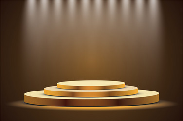 Golden podium with a spotlight on dark vector