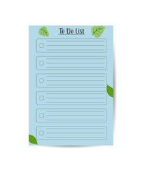 Monthly planner to do list notes blue design vector