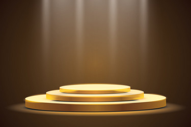 Golden podium with a spotlight on dark vector