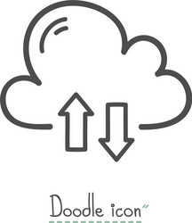 Cloud download doodle vector