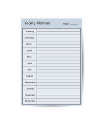 yearly planner template minimalist planners vector image