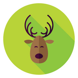 flat design christmas deer circle icon vector image