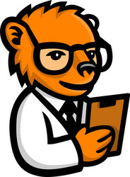 nerdy bear scientist mascot vector image