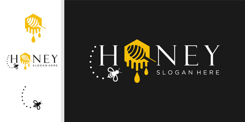 honey and bee logo honeycom vector image