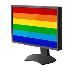 Lcd tv monitor with pride flag on the screen vector