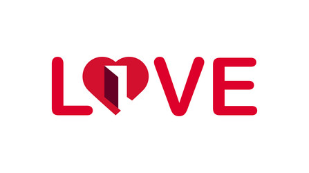 love word with heart instead of letter o vector image