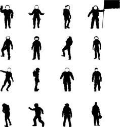 silhouettes cosmonauts set collection vector image