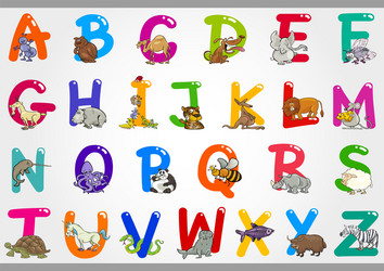 cartoon alphabet with animals vector image