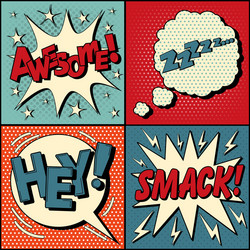 set of comics bubbles in pop art style vector image