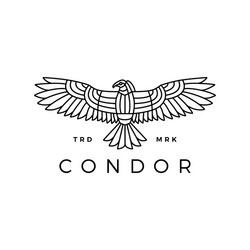 condor eagle bird monoline logo icon vector image