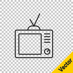 black line retro tv icon isolated on transparent vector image