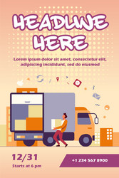 loading workman carrying box in truck vector image