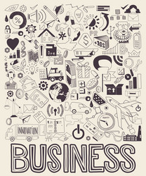 hand drawn of business doodles elements vector image