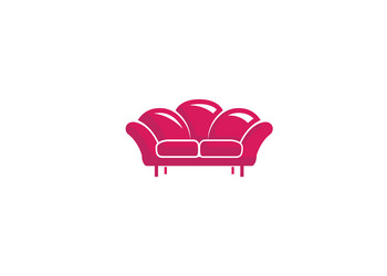 creative furniture red sofa logo vector image