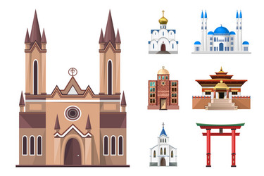 cathedrals churches and mosques building vector image