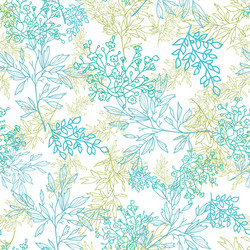 scattered blue green branches seamless pattern vector image