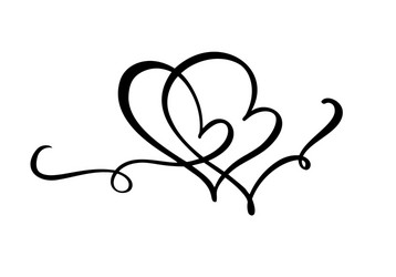 hand drawn two heart love sign romantic vector image