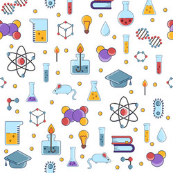 Science flat seamless pattern with scientific vector