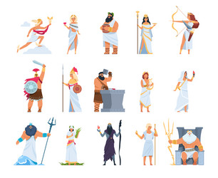 cartoon greek gods members divine pantheon vector image