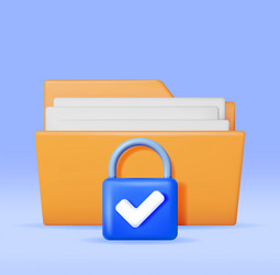 3d document folder with padlock vector image