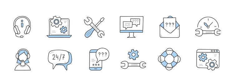 customer support service call center icons vector image