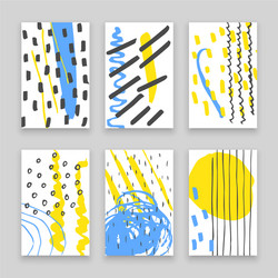 Hand drawn doodle cards with abstract ink patterns vector