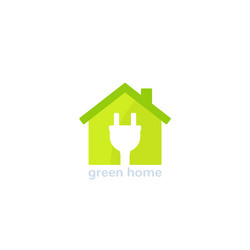 green home logo house and electric plug icon vector image