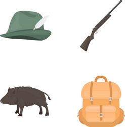 A hunting hat with feather wild boar rifle vector