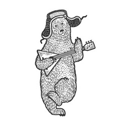 bear with earflaps and balalaika sketch vector image