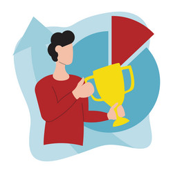 man holding trophy cup vector image