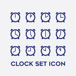 Every hour clock timer icon set vector