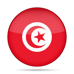 Flag of tunisia shiny round button vector