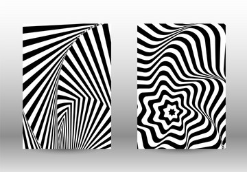 set of abstract patterns with distorted lines vector image