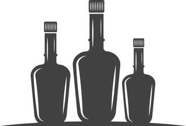 Three bottles with cork black icon logo element vector