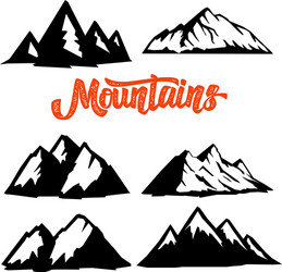 set of mountain icons isolated on white vector image