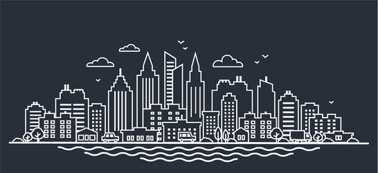 City landscape template thin line night vector