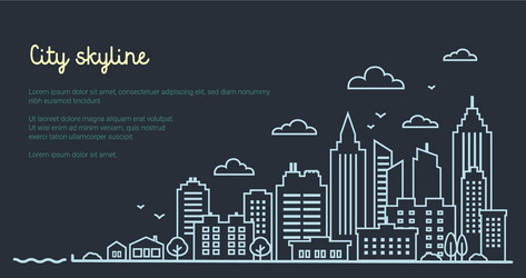 City landscape template thin line night vector