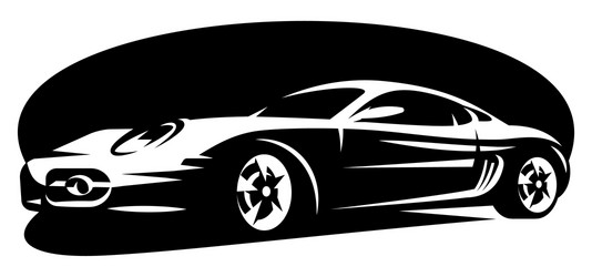 white sportcar on black background element vector image